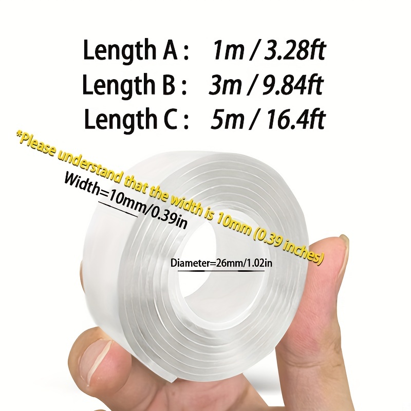 Width Transparent Double sided Tape: Reusable Seamless - Temu