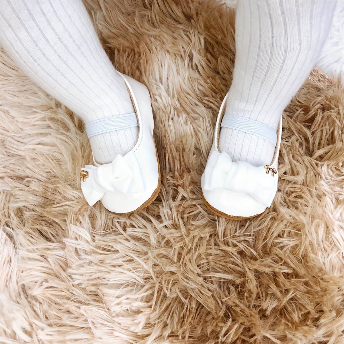 Trendy Elegant Bowknot Mary Jane Shoes For Baby Girls, Comfortable Lightweight Non Slip Soft Flat Sole Shoes For Indoor Outdoor Party, Spring And Autumn