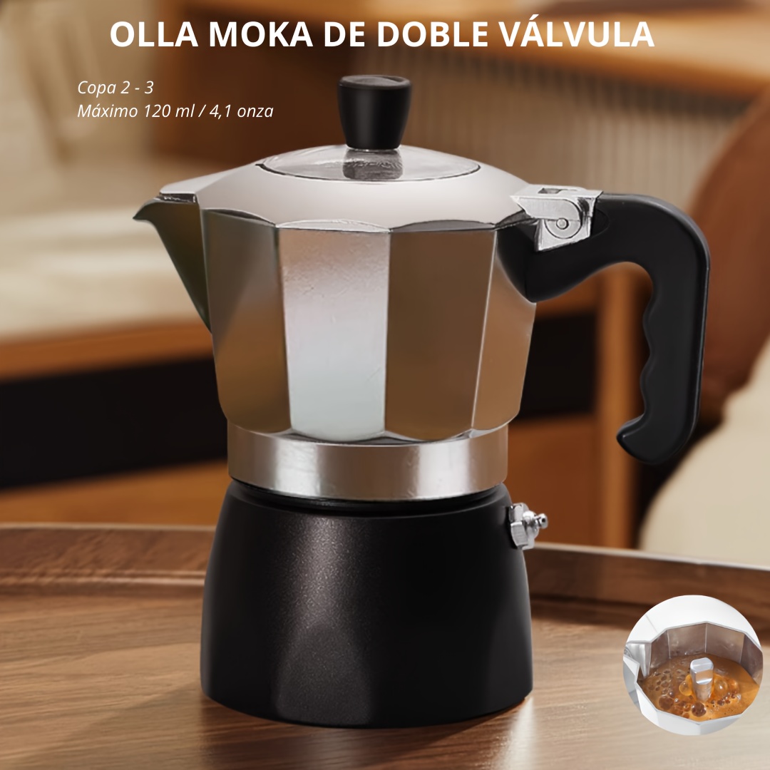 Alessi Cafetera de café expreso, olla moka para estufa, 3 tazas, color  plateado