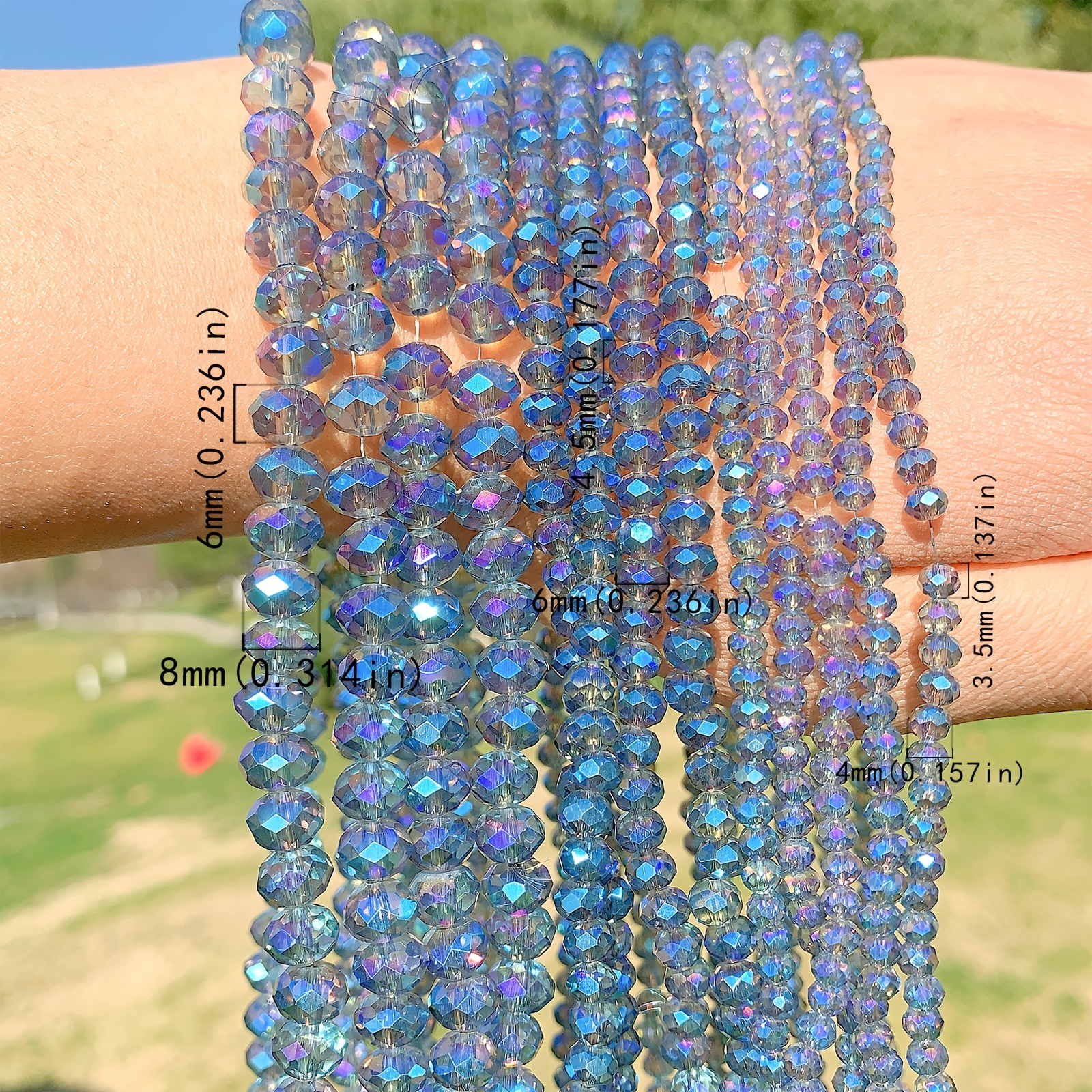6mm Glass Beads, Clear Blue Water Beads, Jewelry Making Beads,faceted  Beads, Rondelle Shaped Beads, Blue Beads, Bracelet Beads 