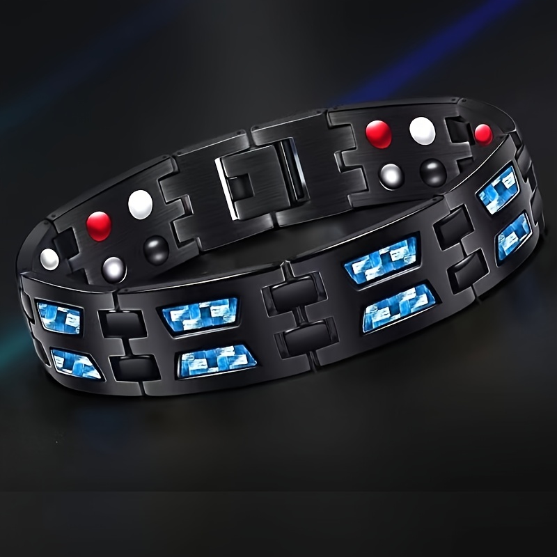 Image of Fashionable And Domineering Stainless Steel Plated Black Anti-static Black Bracelet For Boyfriend's Holiday Birthday Gift