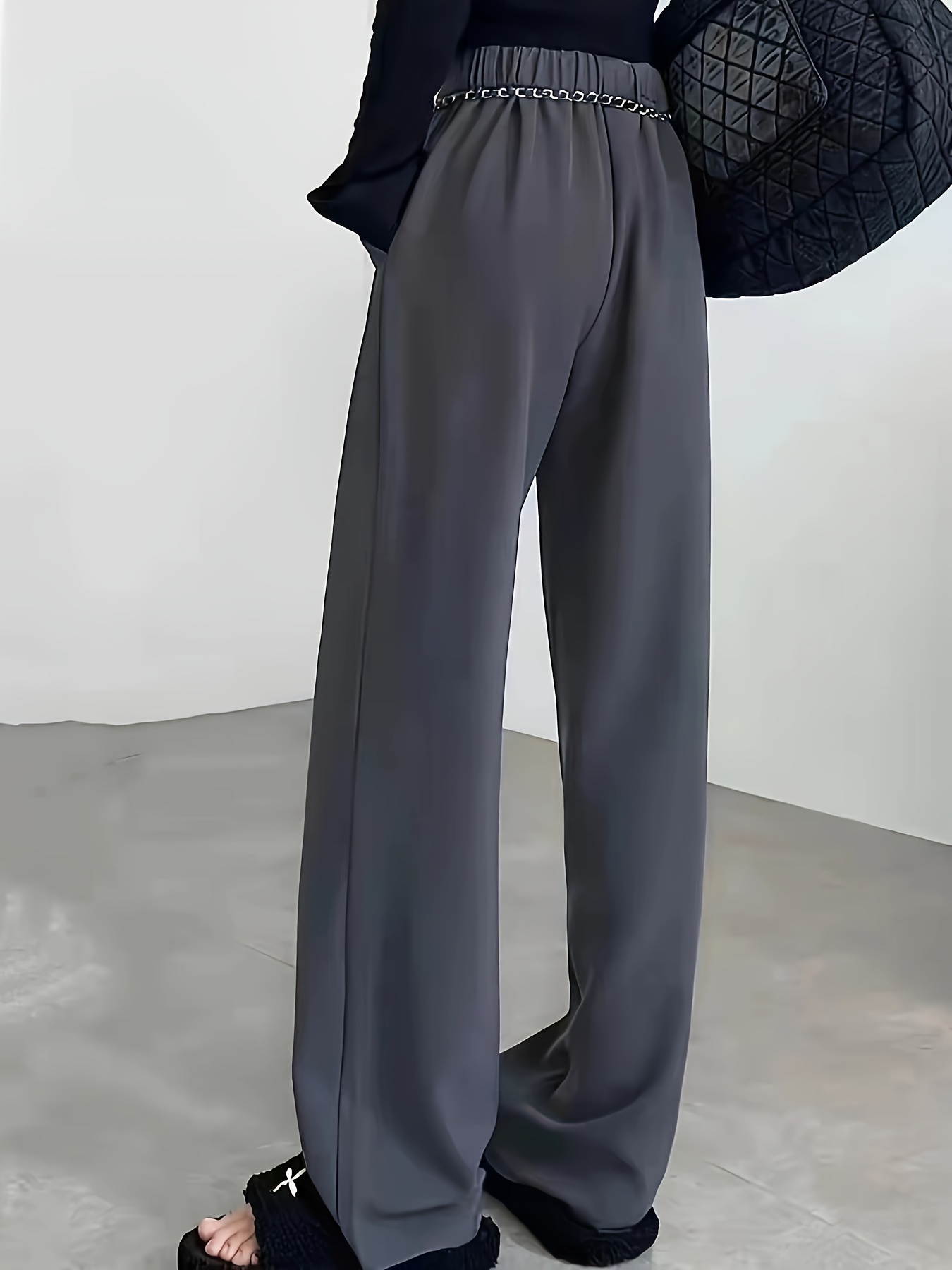 Straight Leg Trouser, High Waist Casual Pants for Spring & Fall