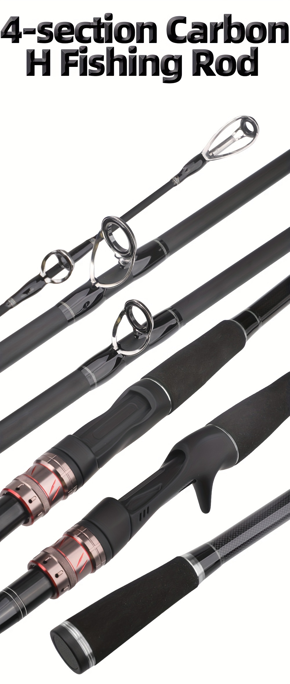Fishing Rod 1.8M Casting Spinning Casting Fishing Pole 2 Tips Carbon Fiber  Bait 