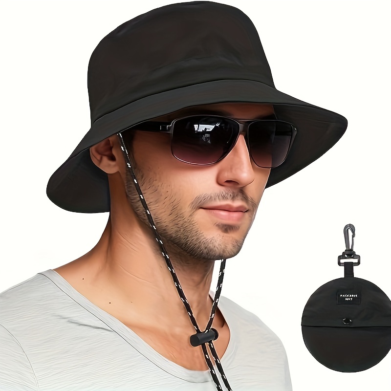 Sombreros de pesca para hombre, sombrero de sol sólido con correa de  barbilla, gorro de hombre con solapa desmontable para el cuello de la oreja