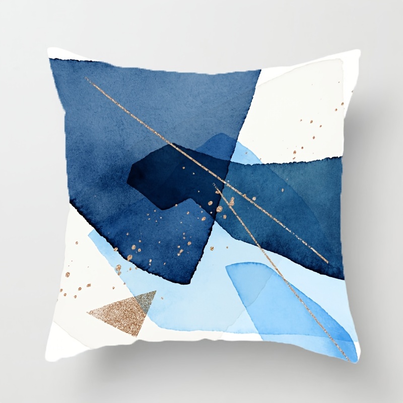 Blue Throw Pillows Bstract Geometric Modern Pillowcases - Temu