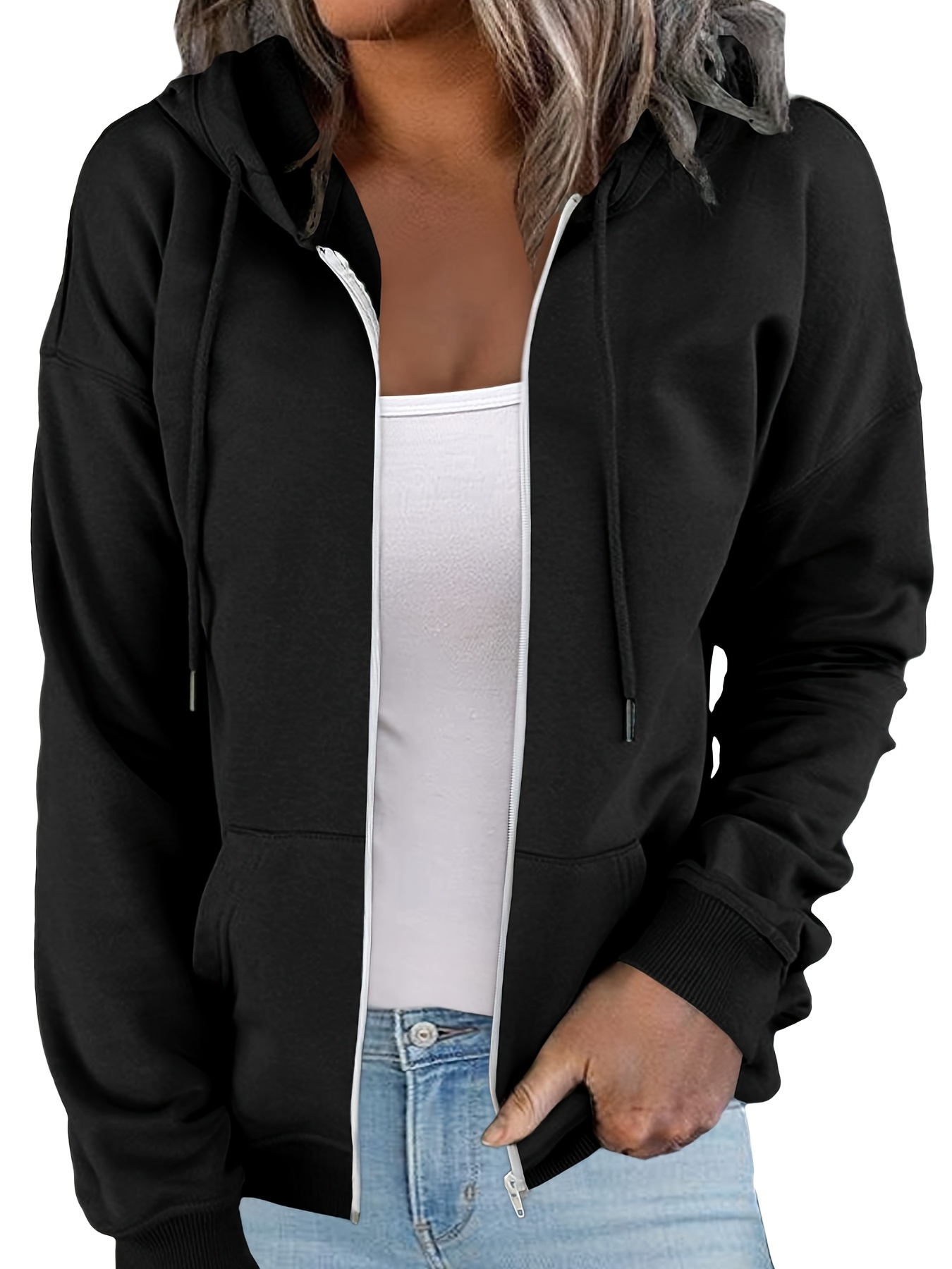 Women's Sweatshirt Casual Oversized Zip Long Sleeve - Temu