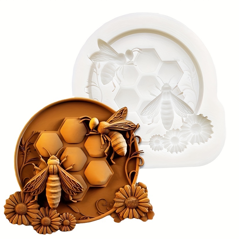 

1pc, Honeycomb Bee Chocolate Mold, 3d Silicone Mold, Honey Bee Daisy Flower Candy Mold, Fondant Mold, Baking Tools, Kitchen Gadgets, Kitchen Accessories