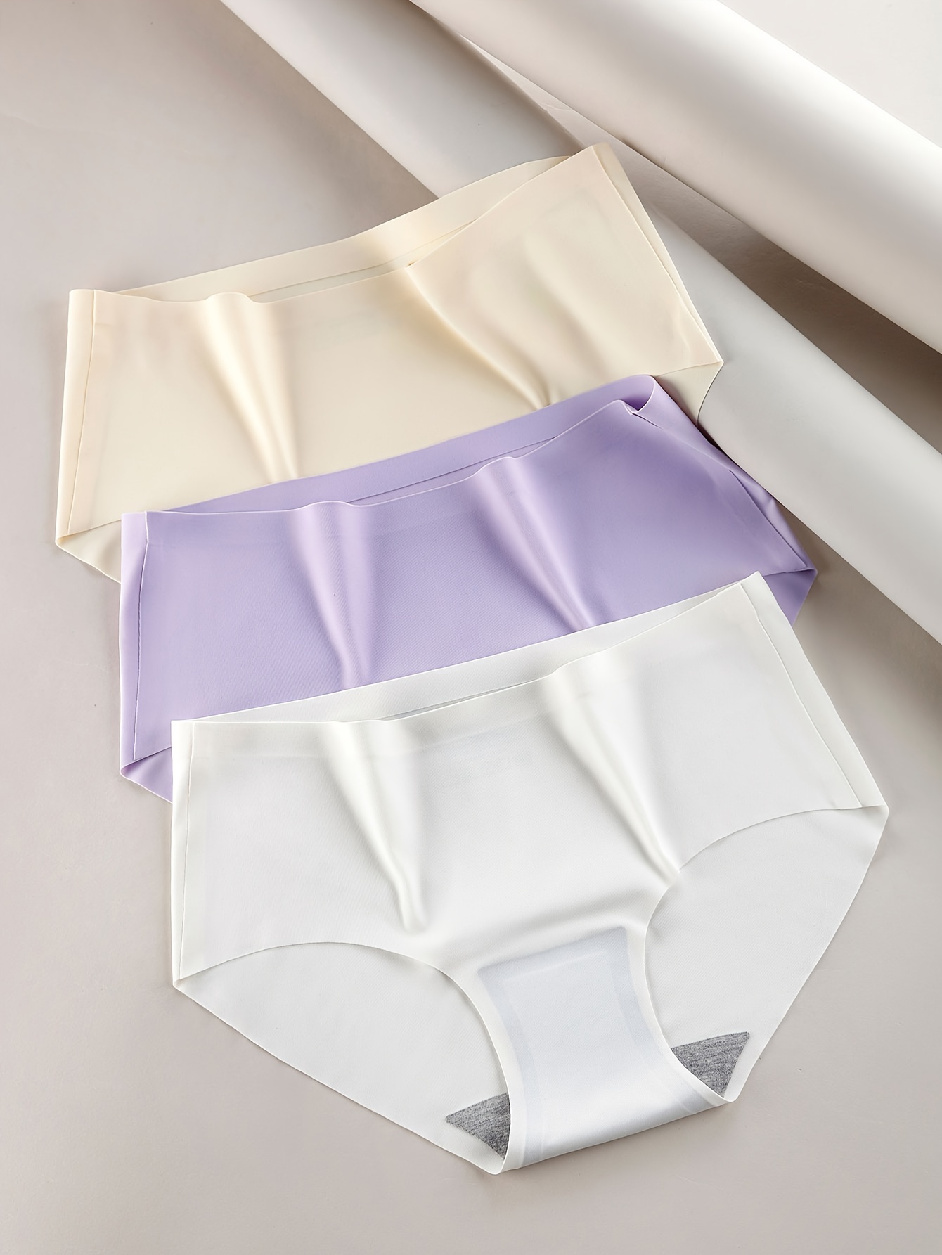 Azedssw 10PCS/Set Solid Color Women's Panties Silk Satin Seamless Underwear  Breathable Briefs Cozy Sexy Sports Panty