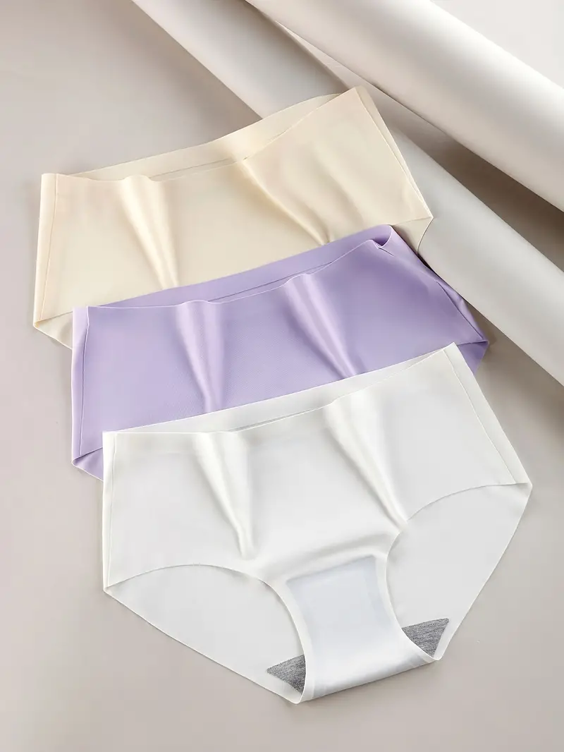 Azedssw 10PCS/Set Solid Color Women's Panties Silk Satin Seamless Underwear  Breathable Briefs Cozy Sexy Sports Panty