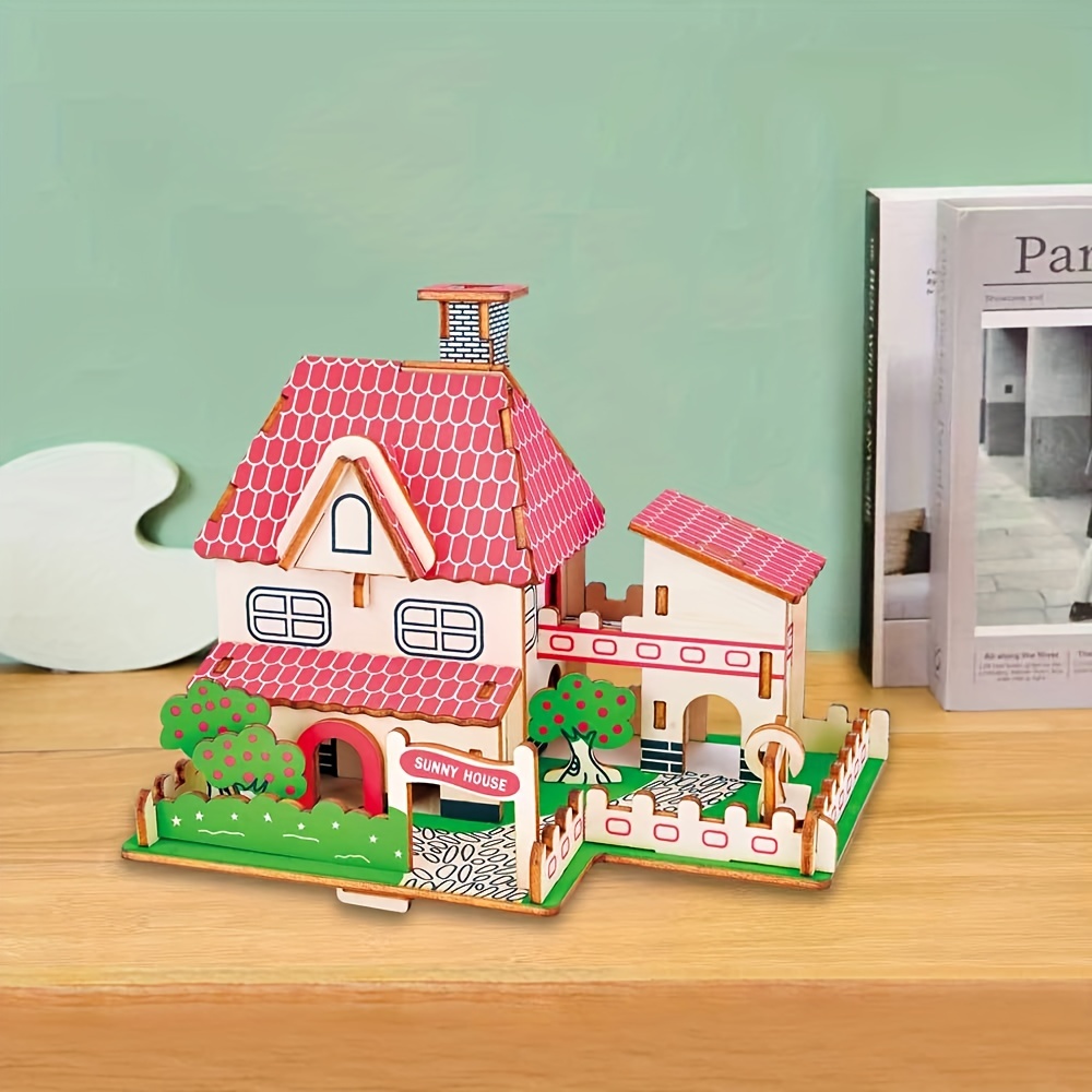 Yesbay DIY Assembly Puzzle 3D Castle Villas House Architecture Model  Education Kids Toy,Puzzle Toy 