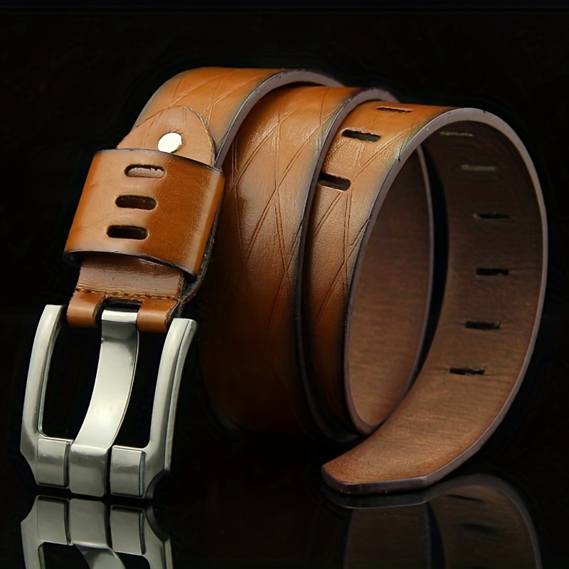 

Men's Pu Leather Belt, Square Pin Buckle Waist Strap Belt Wide Jeans Belts, Ideal Choice For Gifts