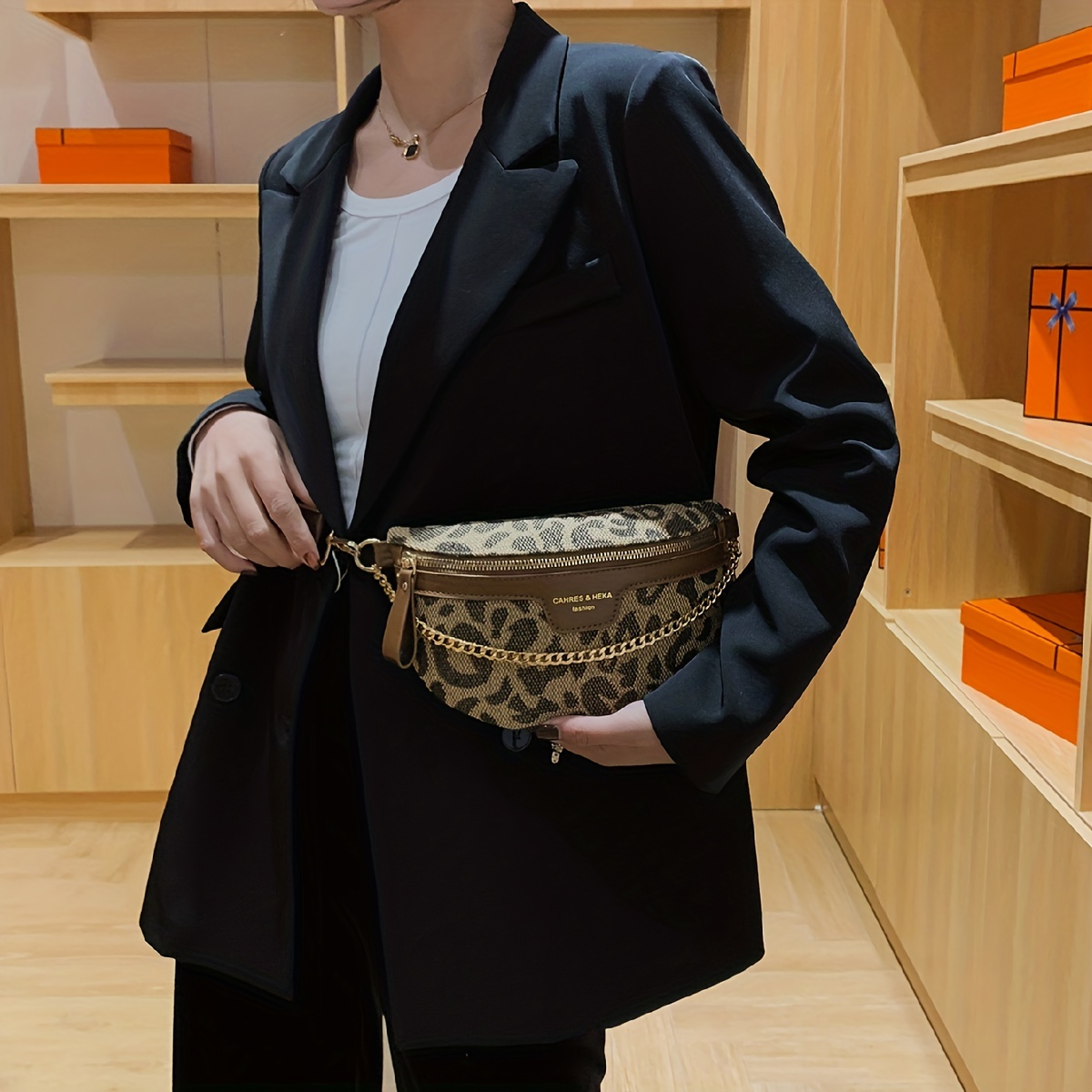 Thick Chain Women's Waist Bag Plaid Fanny Pack Fashion Crossbody