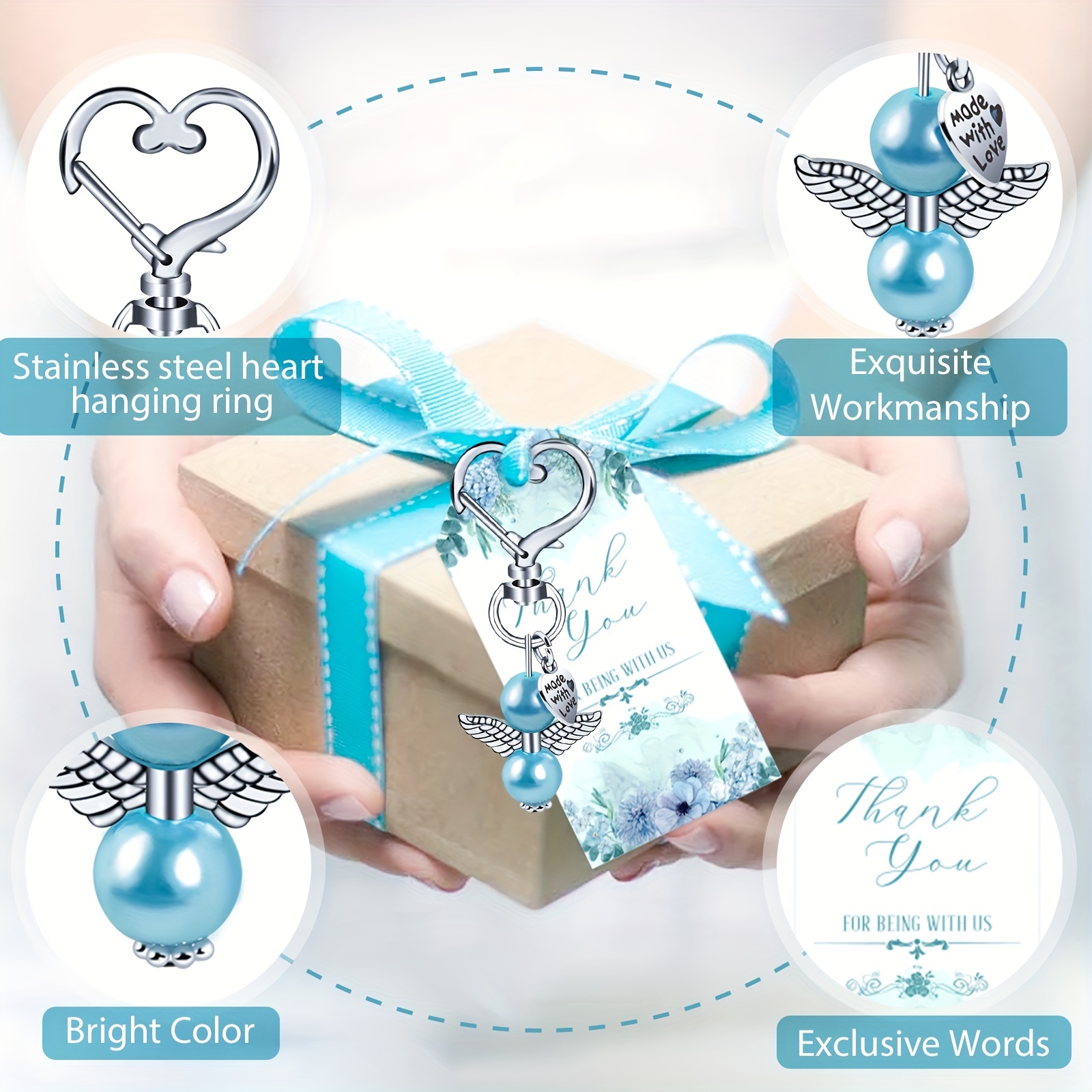 Temu 12pcs, Baby Shower Favors for Boys Baby Shower Party Favors Including Angel Keychains Favor Boxes and Thank You Cards Baby Shower Gifts for Boys