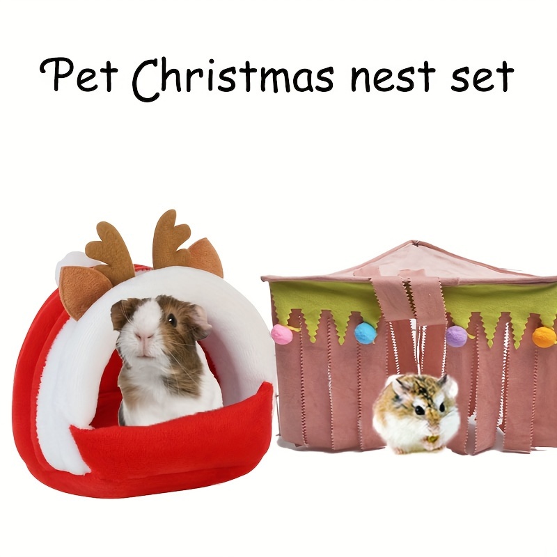 Hide House Bed Tassel Door Curtain Soft Comfortable Washable Small Animals  Cage Accessories for Guinea Pig