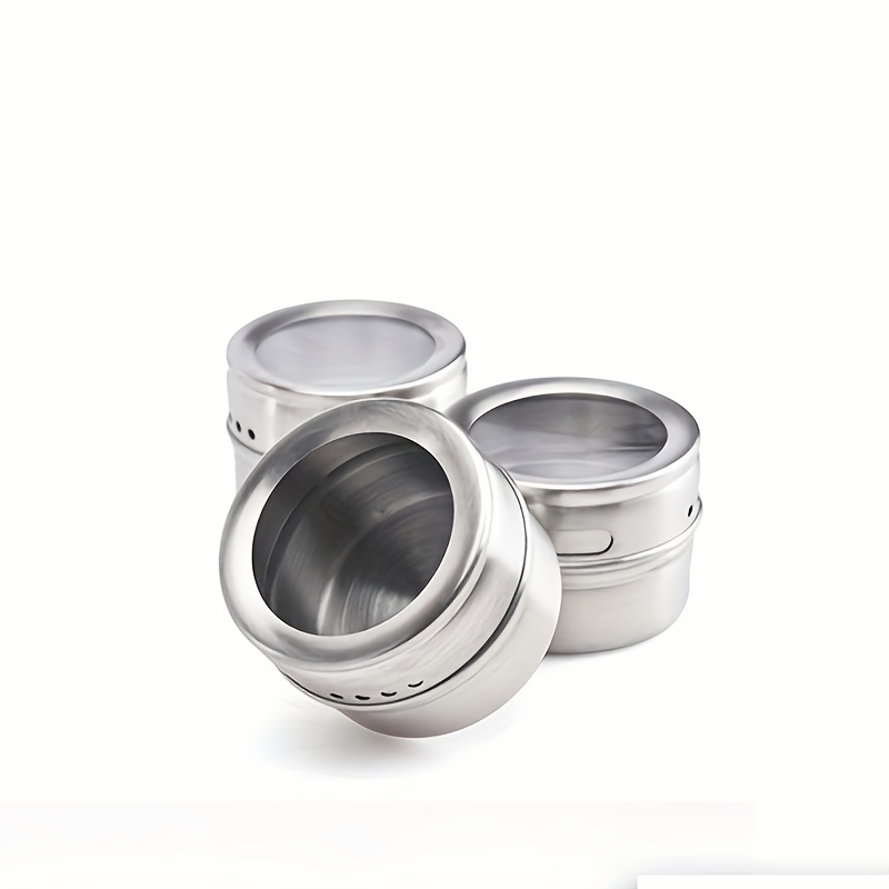 Magnetic Spice Tins Stainless Steel Storage Spice Containers, Clear Top Lid  with Sift or Pour Magnetic on Refrigerator and Grill - China Magnet Spice  Tins and Spice Jars Magnetic price