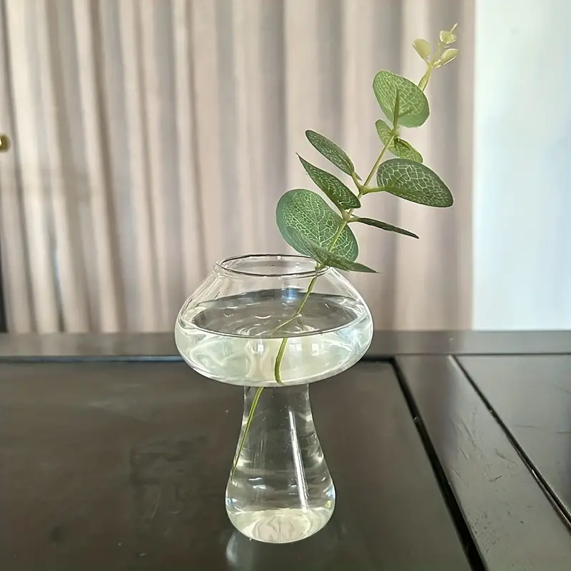 1pc Vaso In Vetro Trasparente A Forma Di Fungo Per La Decorazione