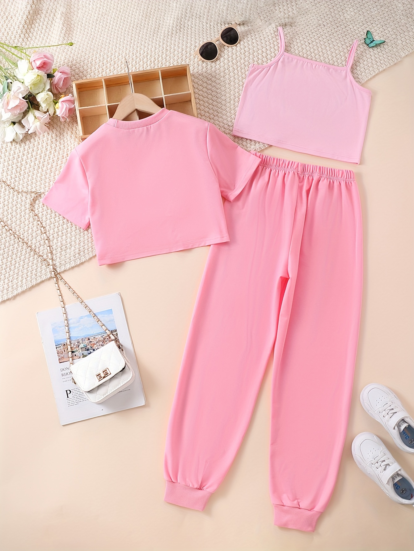 Pink Teen Girl Casual Pants Sets Pants Sets for Womens Graphic 2