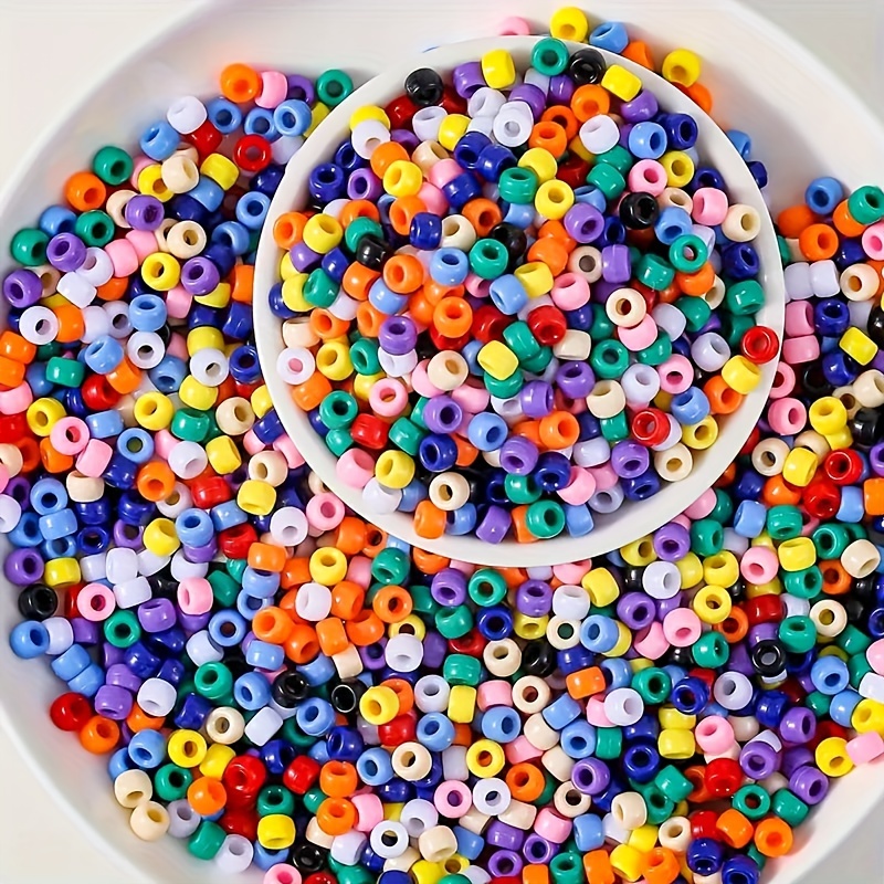 480pcs 6x9mm Boxed Multicolor Pony Acrylic Beads Set Box Kids Hair  Accessories Loose Beads DIY Bracelet Necklace Spacer Bead