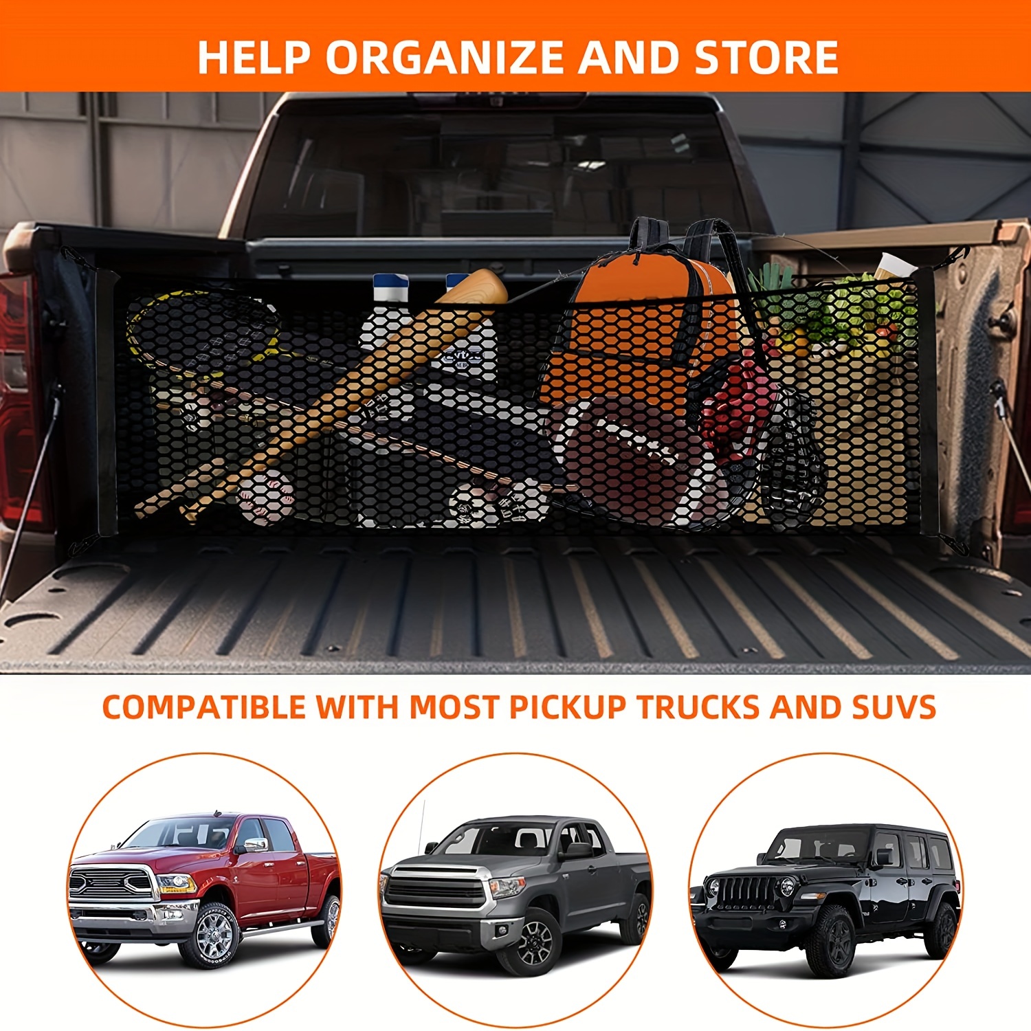 Car Rear Cargo Net, Adjustable Elastic Storage Organizer Net, Trunk Cargo  Storage Net, Universal Fit for Car, Vehicle, SUV