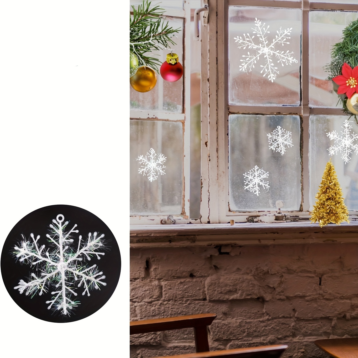 Christmas Decoration Snowflakes Wrapped Wire Plastic - Temu