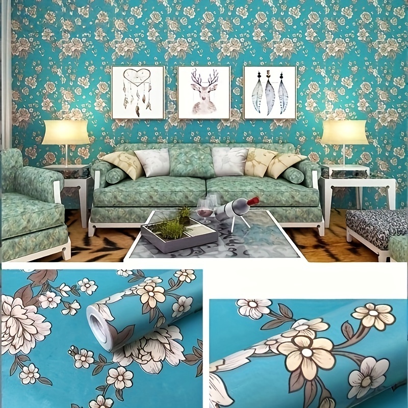 Papel tapiz Floral de color gris, rollo de papel de pared autoadhesivo de  flores, papel de Contacto extraíble, decorativo