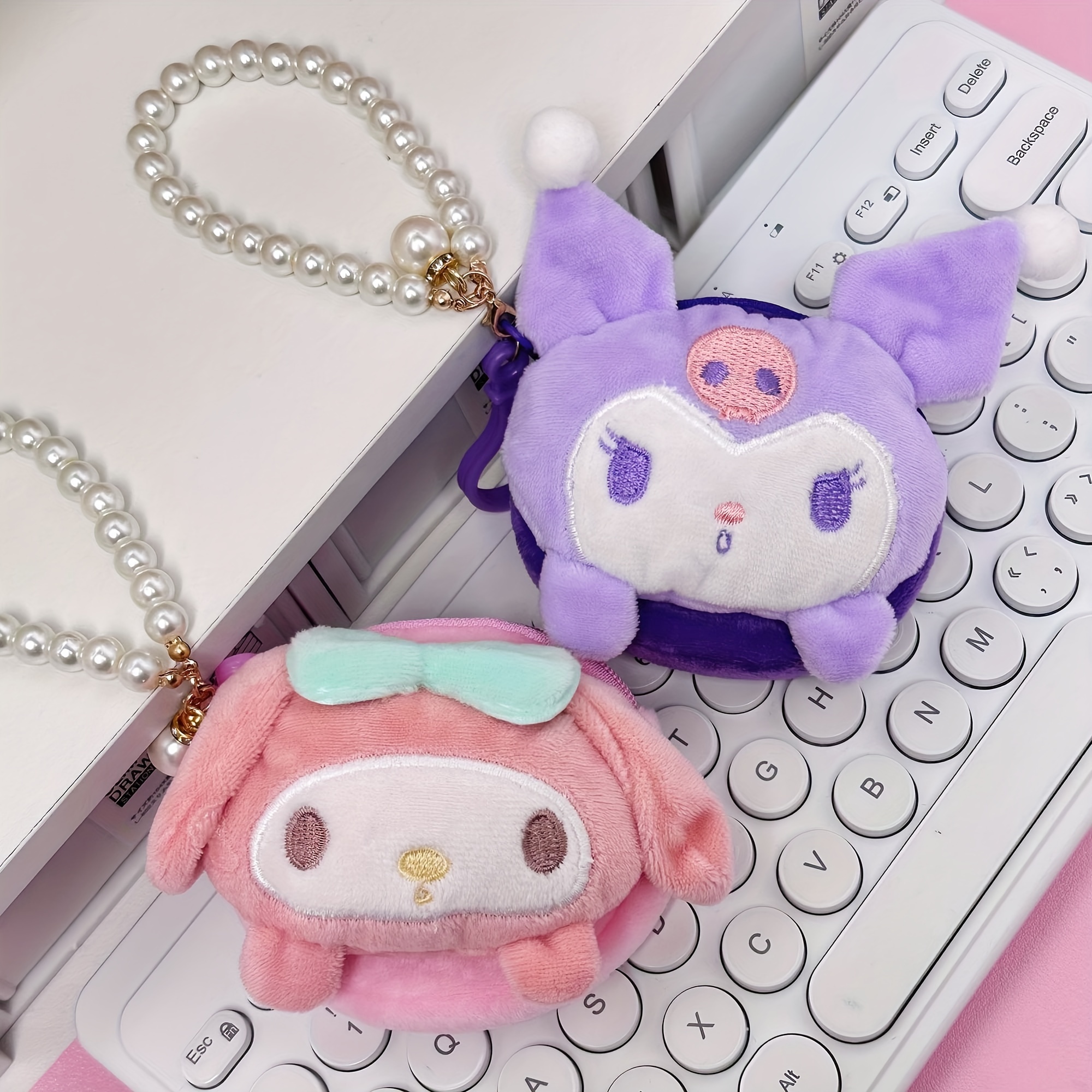 Kawaii Sanrio Kitty Plush Coin Purse Mymelody Cinnamoroll Kuromi Mini Key  Wallet Pendent Keychains Children Gift Bag Accessory - Realistic Reborn  Dolls for Sale