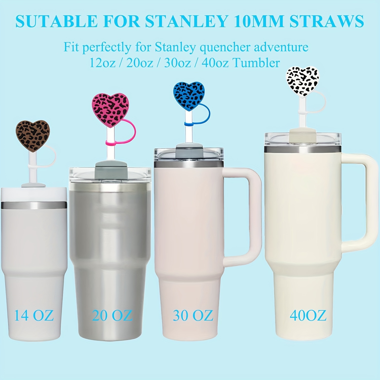 10mm Straw Cover, 6pcs Straw Covers Cap for Stanley Cup 40 oz 30 oz Food  Grade Silicone Cute Large Cloud Flower Straw Topper Tips Cover Protector