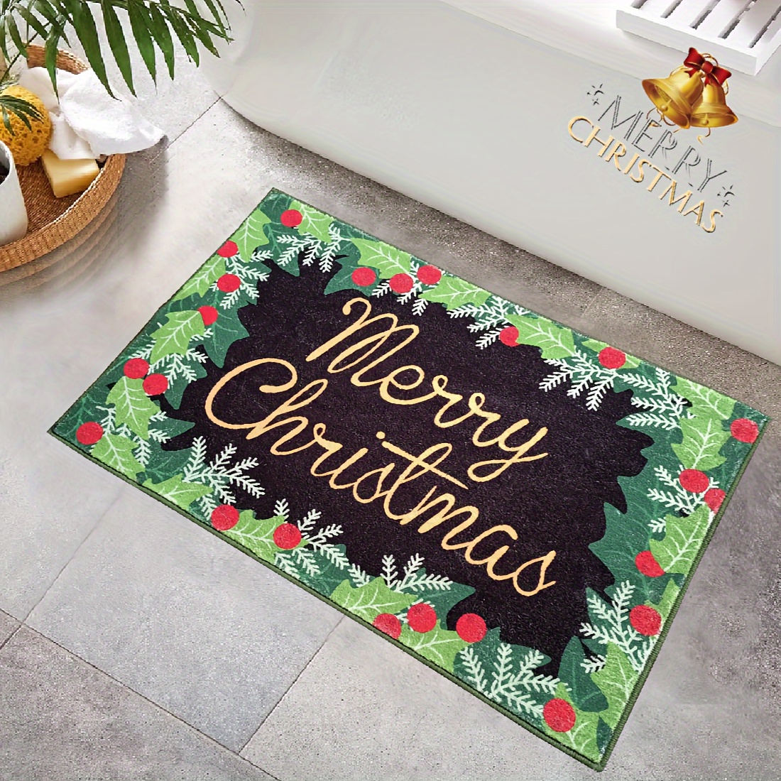 Christmas Themed Diatom Mud Doormat Non slip Waterproof And - Temu