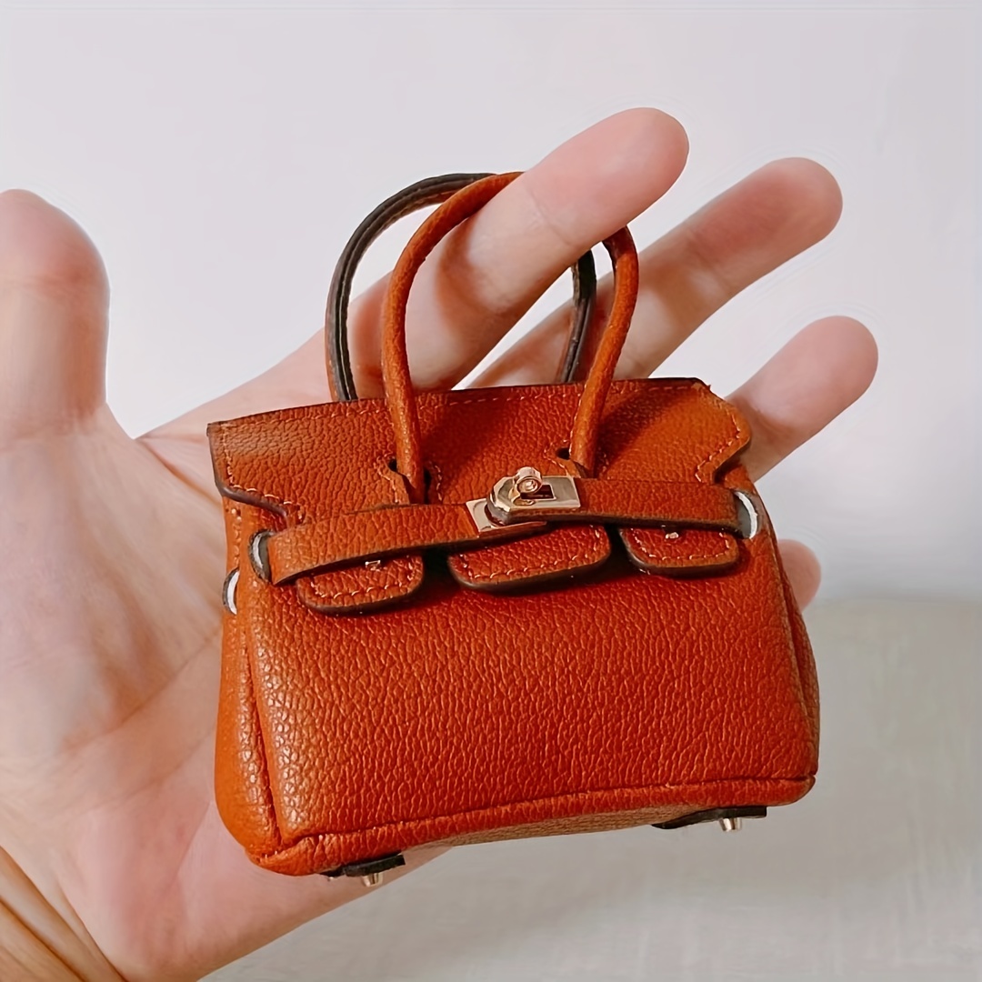 Ladies Leather Mini Keychain Bucket Lipstick Bag Charm Handbag Backpack  Storage 