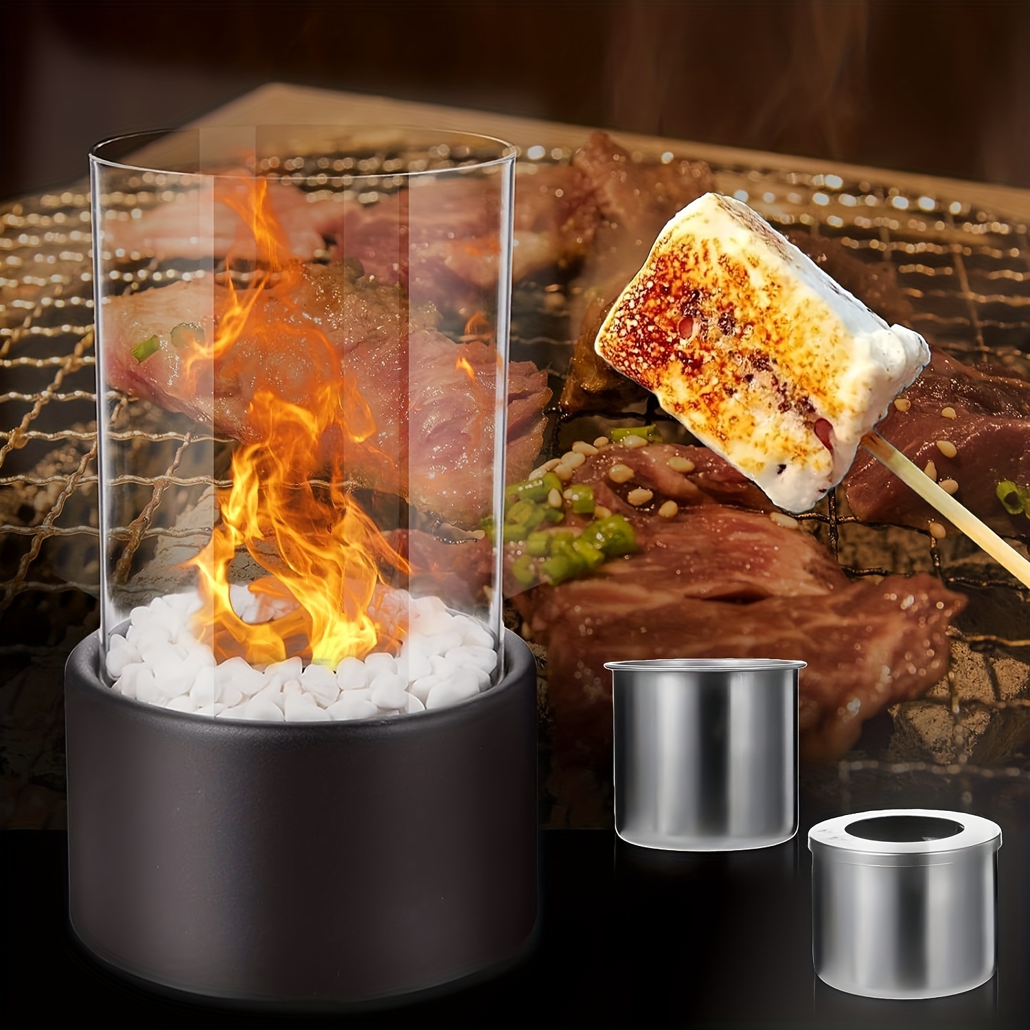 1pc Mini Alcohol Real Fire Grill Table Top Portable - Temu
