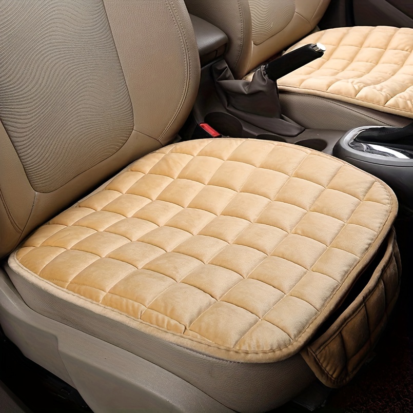 Car Seat Cushion Thickened Velvet Plaid Car Seat Cover - Temu