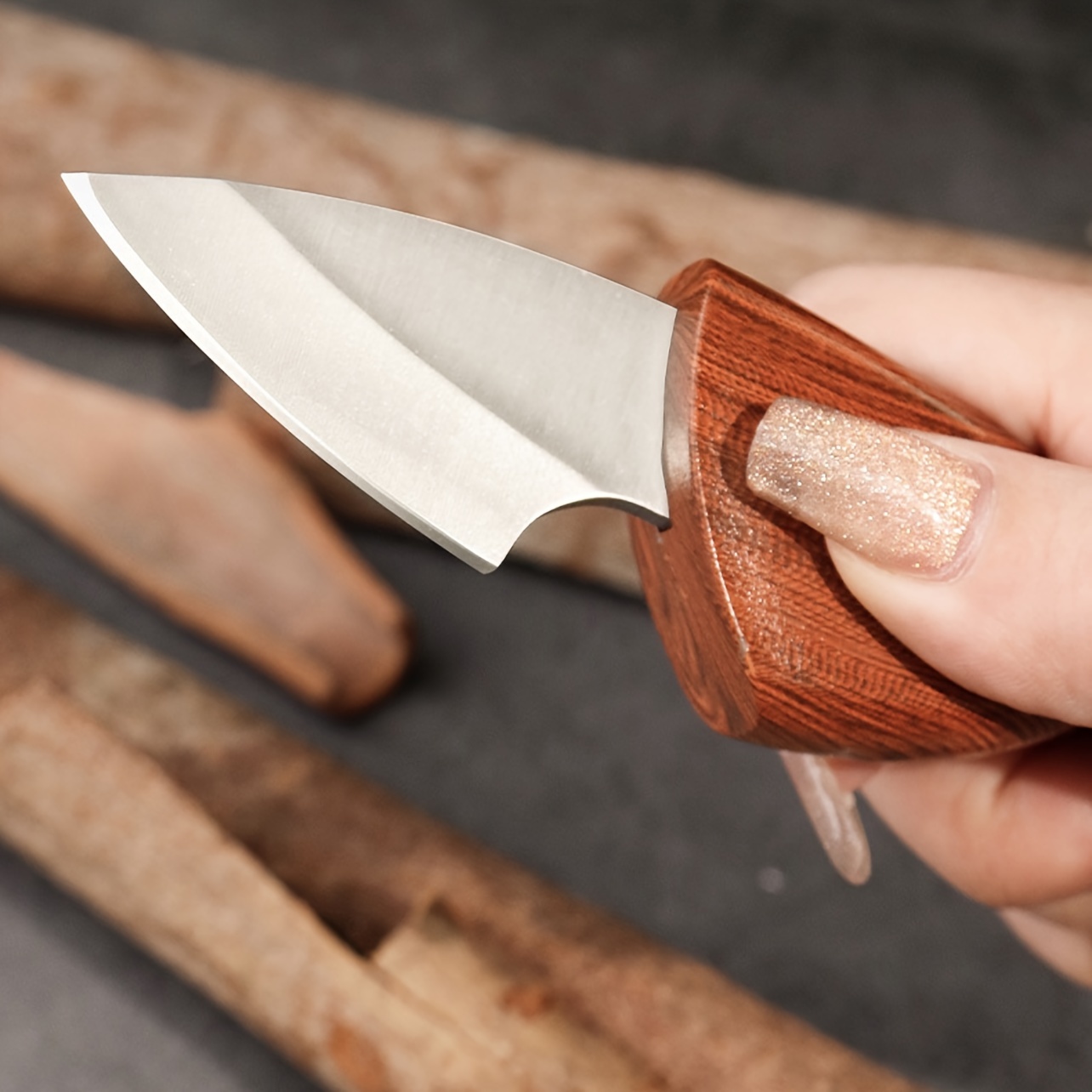 Mini Stainless Steel Pocket Knife Portable Wooden Fish Knife - Temu