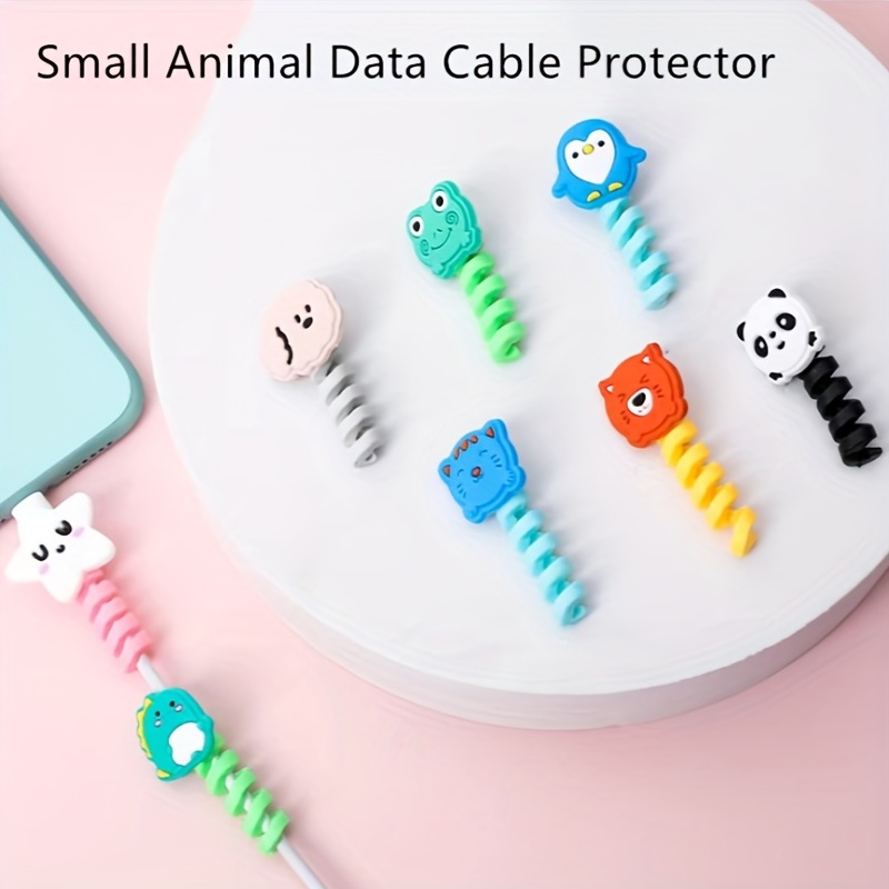 Lindo animal Cable Protector Cable Cable de protección de dibujos animados  Mini cubierta de silicona Cable de carga Winder para Iphone Cable cargador