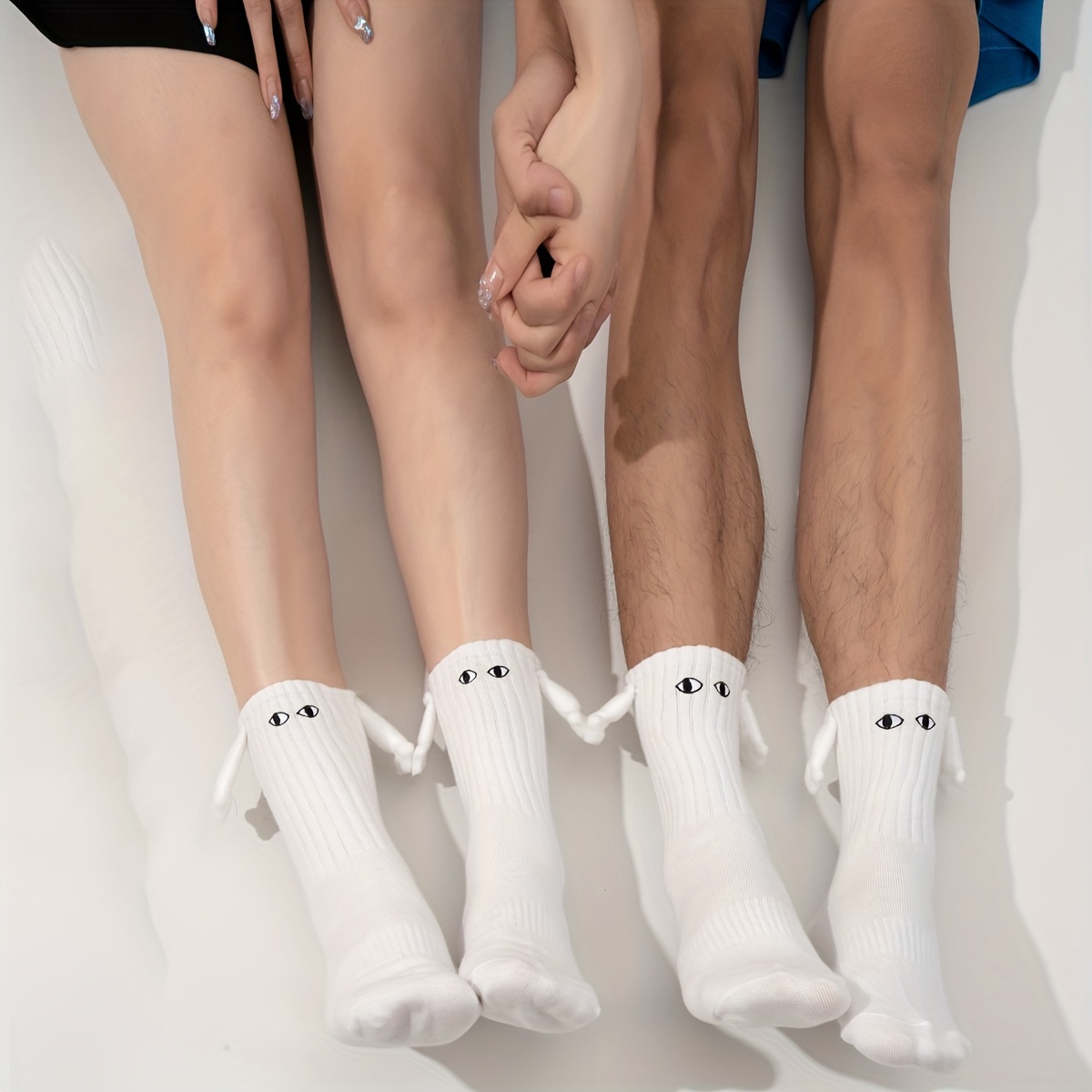 1/2piars Couple Creative Funny Socks Magnetic Hand Holding - Temu