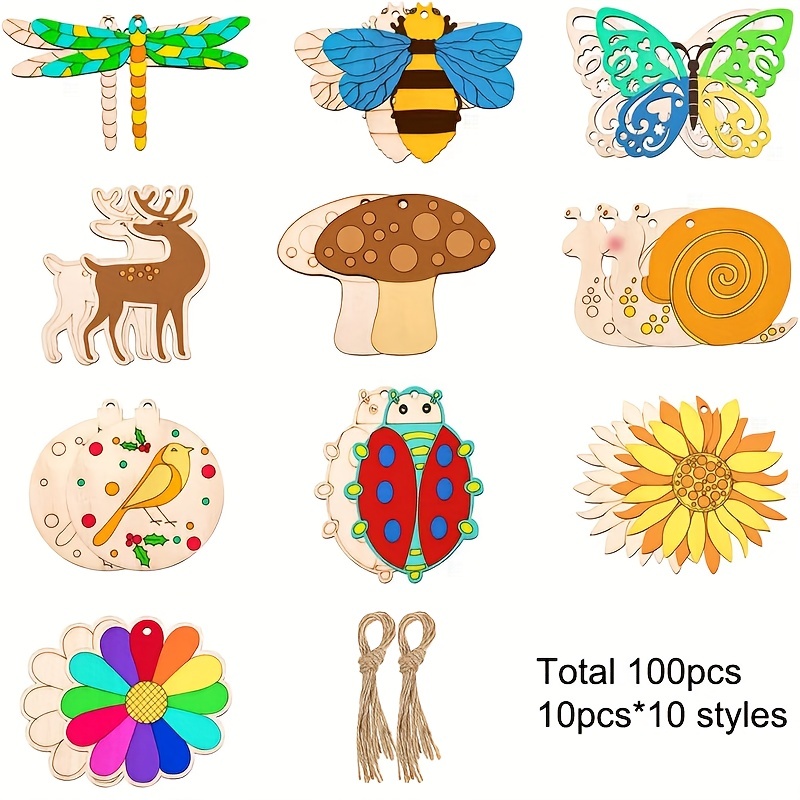 48pcs Wooden Butterfly 3.5 inch Unfinished Wood Butterflies for Crafts Blank Slices Cutouts for Kids Painting DIY Craft Wooden Butterfly Animal