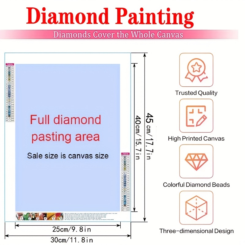 1pc 30*50cm/11,81*19.69inch Adult Diamond Painting Kit, 5D DIY Diamond Art  Kit Full Diamond Dot Gift Wall Decor And Gem Art Sweet Peacock