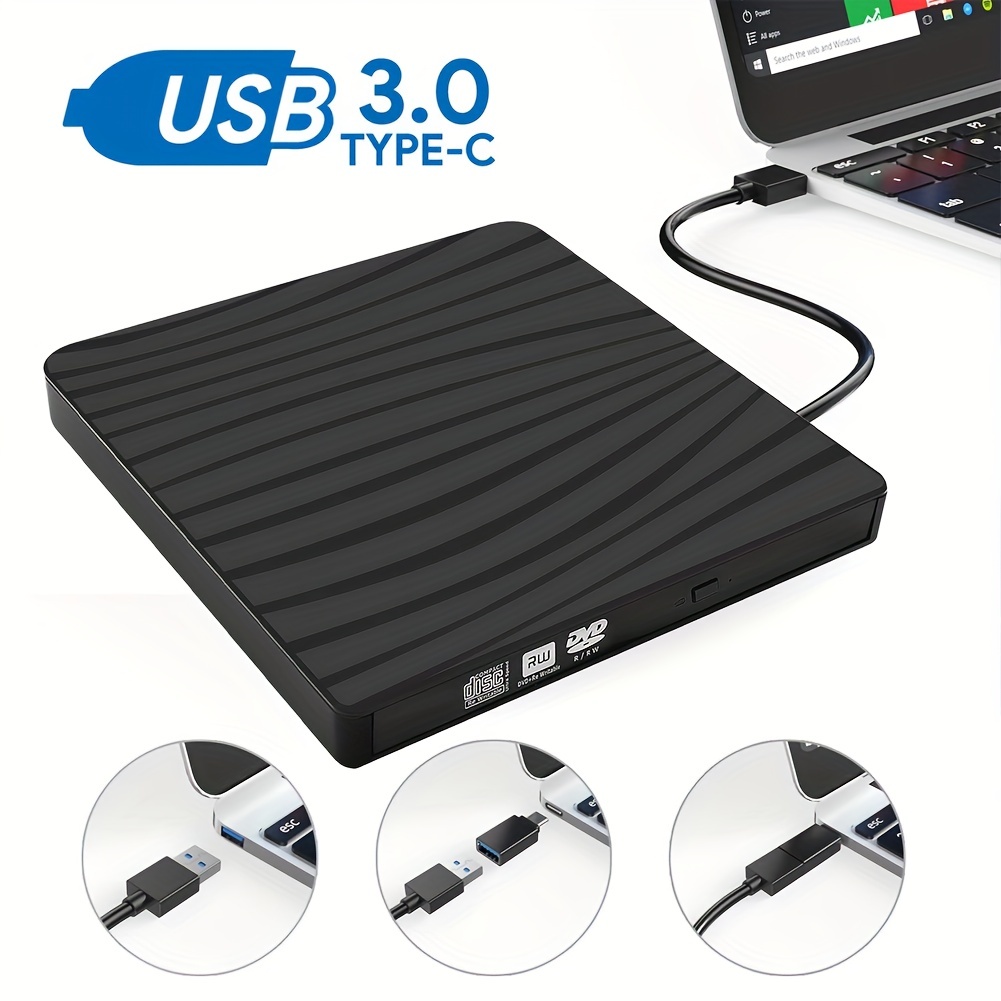 Lecteur de DVD CD Externe Portable pour Ordinateur Portable Mac Macbook  Windows 10/8/7/XP 