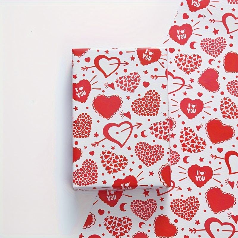 4 Feuilles, Papier D'emballage Cadeau En Forme De Coeur Pour La  Saint-Valentin, Papier Cadeau