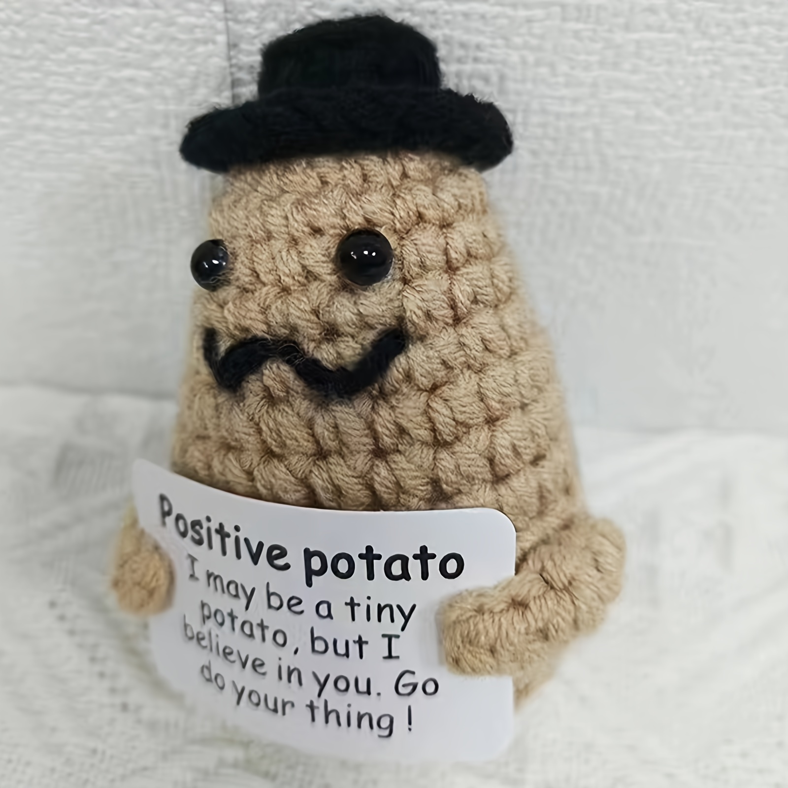 Positive Potato, 2 Inch Funny Positive Potato Gift Cute Creative Knitted  Crochet Positive Potato Interesting Wool Potato Doll Toy for Party