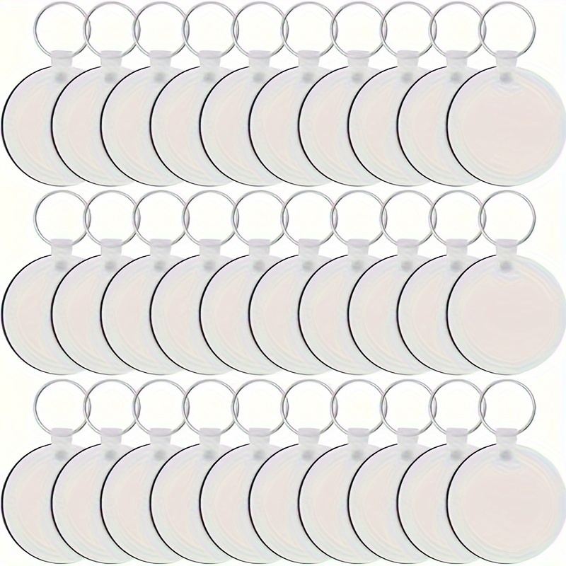 TEMU 90PCS Llavero De Sublimación Circular En Blanco Transferencia De Calor De Doble Cara MDF Placa En Blanco Llavero Para Sublimación DIY Llavero