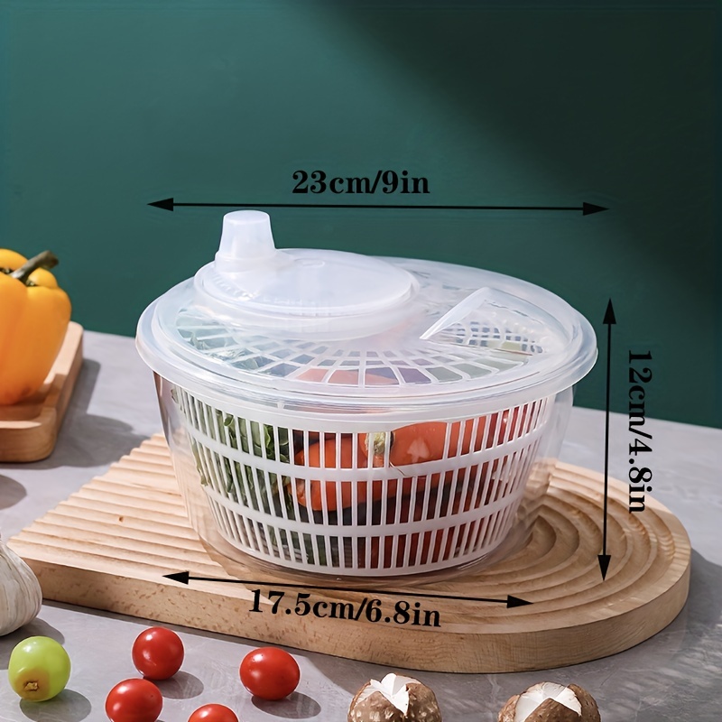 Swtroom Salad Vegetable Dryer, Salad Spinner Vegetable Washer Fruit Veggie  Bowl, Lockable Colander Basket and Lid with Drawcord Switch, with