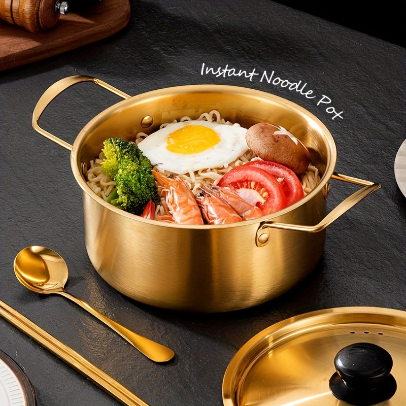 Korean Noodle Ramen Pot Aluminum Pot Korean Yellow Aluminum Stockpot Instant Noodles Pot((16cm))