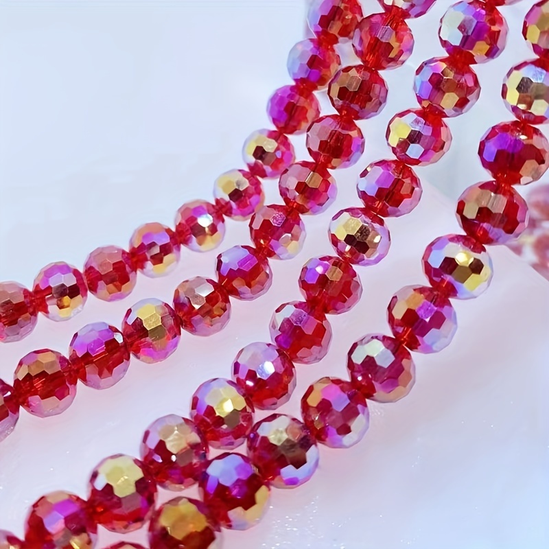 115pcs Clear Faceted Crystal Flat Beads For Diy Jewelry Making, Bracelet,  Necklace, Earrings, With 4mm Glass Beads(deep Red)