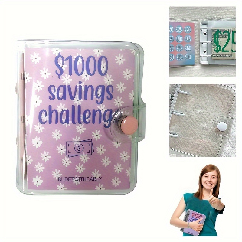Carpeta de ahorro de dinero $1000/$500/$300 Desafío de ahorros, mini  carpeta de ahorro con sobres de efectivo (A-$1000)