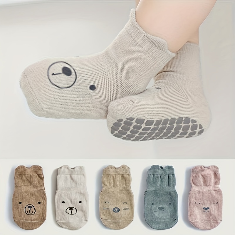 FedMois 5 Paires Chaussettes Antidérapantes en Coton Bébé Enfant Motif  Animaux, Animaux, 0-1 an : : Mode