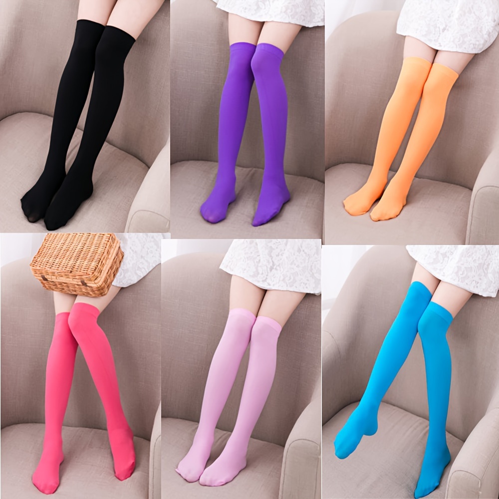 Preppy Style Women Student Silky Pantyhose Faux Over Knee High