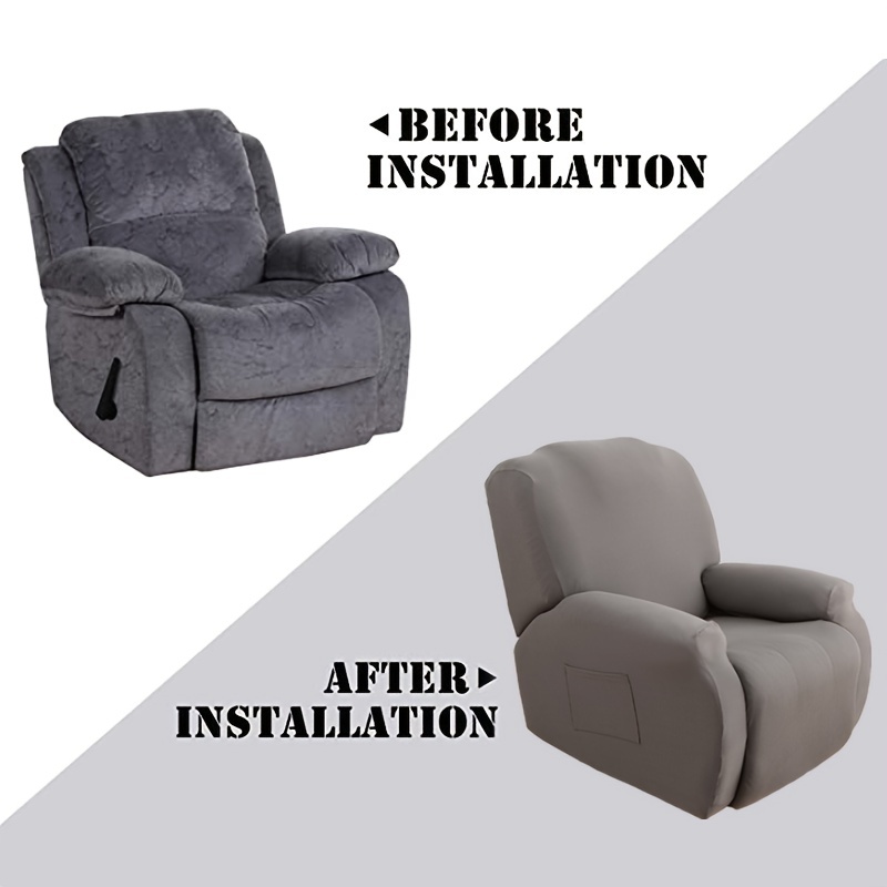4pcs Set Solid Elastic Recliner Sofa Cover