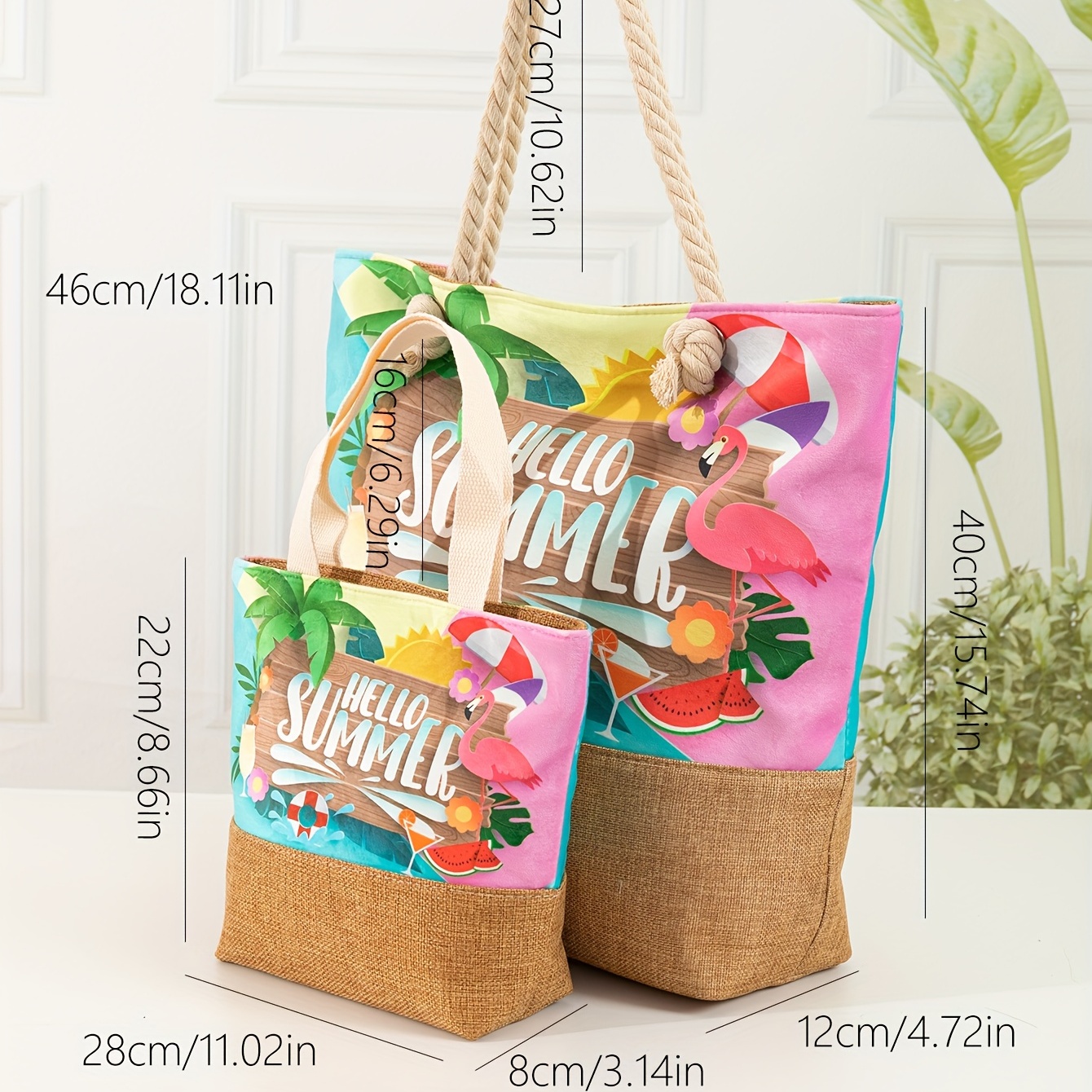 Cartoon Letter Pattern Tote Bag All Match Storage Handbag Large Shopping Bag