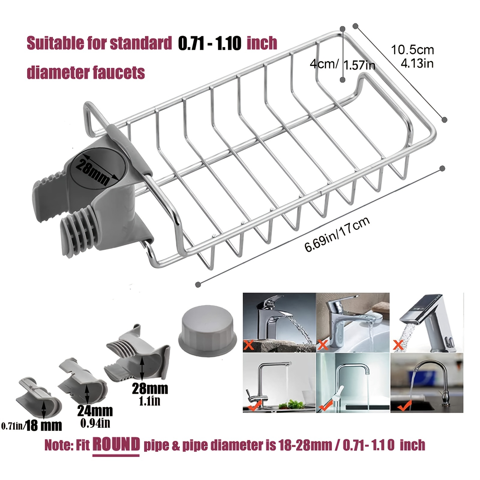 Dropship Faucet Kitchen Sink Caddy Organizer, Stainless Steel