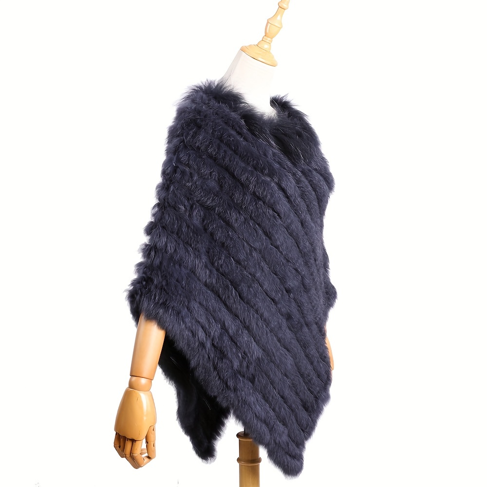 Women Faux Mink Fur Sweater Coat Knitted Pullover Tassels Loose Cape Poncho  Warm